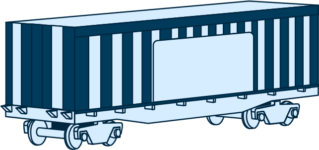 Four-axle covered wagon with broadened doorways